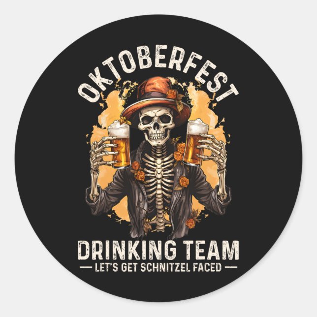 Adesivo Redondo Equipe Deixa Schnitzel Enfrentar O Esqueleto De Ha (Frente)