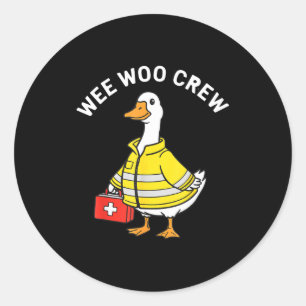 Adesivo Redondo Equipe Divertida Wee Woo Ganso Emt Paramédico Bomb