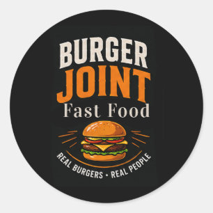 Adesivo Redondo Equipe do Burger Joint Restaurante Fast Food 🍟