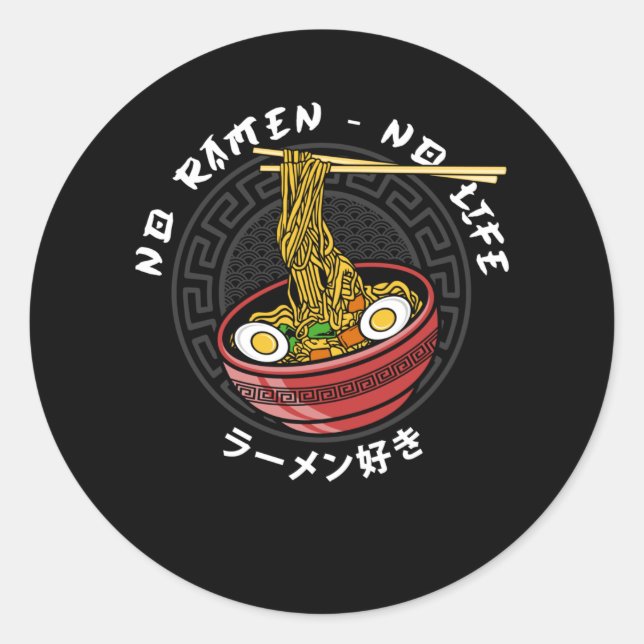 Adesivo Redondo Equipe do Clube Ramen | Sem Ramen Sem Vida (Frente)