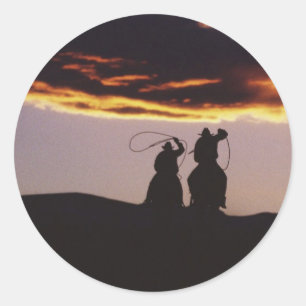 Adesivo Redondo Equipe do Cowboy com Lassoes