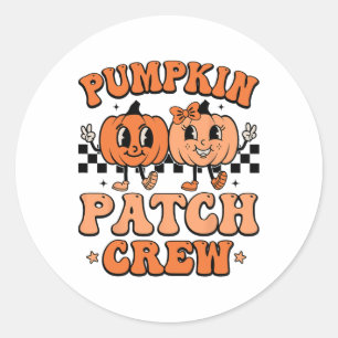 Adesivo Redondo Equipe do Groovy Pumpkin Patch no Dia de Ação de G
