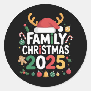 Adesivo Redondo Equipe do Natal da Família 2025 Grupo de Correspon