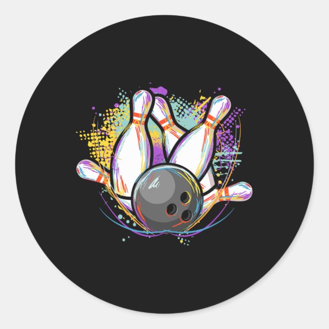 Adesivo Redondo Equipe Engraçada de Boliches - Boliches Bowler (Frente)