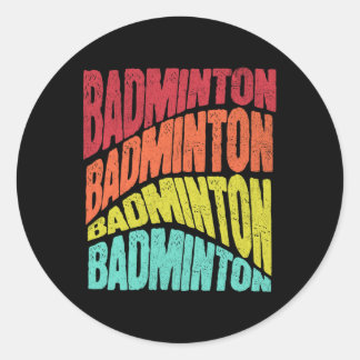 Adesivo Redondo Equipe Esportiva Retro Groovy Vibe Badminton