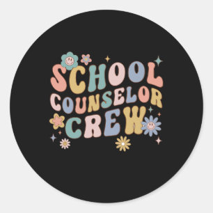 Adesivo Redondo Equipe Groovy Retro de Orientador Escolar Professo
