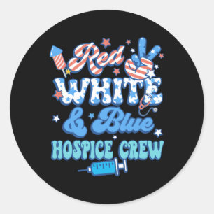 Adesivo Redondo Equipe Hospice Groovy Vermelho Branco Azul Enferme