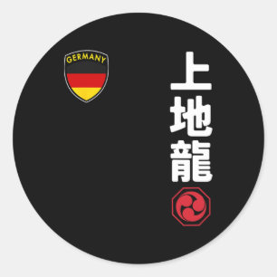 Adesivo Redondo Equipe Karate Uechi Ryu Bandeira Alemã Japonesa