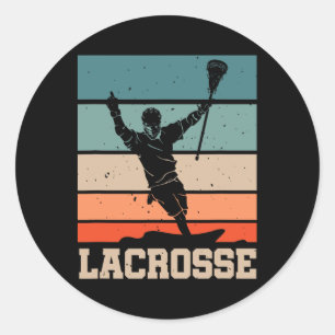 Adesivo Redondo Equipe Lacrosse Retro do Jogador de Lacrosse Lax S