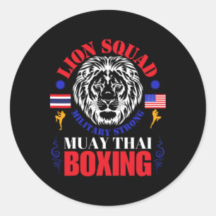 Adesivo Redondo Equipe Leão Tailândia Kickboxing Muay Thai Mma Tre