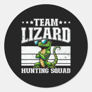 Adesivo Redondo Equipe Lizard Caçando Esquadrão Funny Retro Gecko