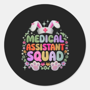 Adesivo Redondo Equipe Médica Instantânea Bunny Dia de Páscoa Engr