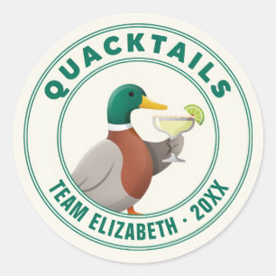 Adesivo Redondo Equipe Noiva Quacktails Fim de Semana de Despedida