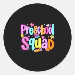 Adesivo Redondo Equipe préppy de pré-escola de volta à escola pré-
