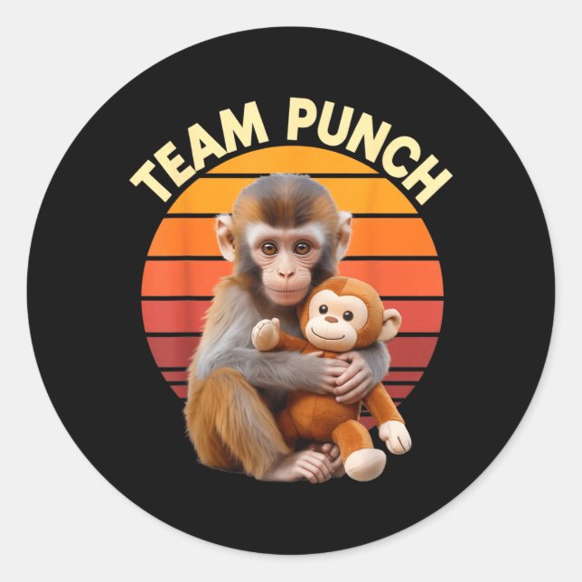 Adesivo Redondo Equipe Punch Monkey Plush Retro Sol (Frente)