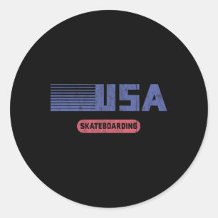 Adesivo Redondo Equipe Retro Usa Americano Skate Vintage 