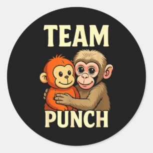 Adesivo Redondo Equipe soca macaco bebê e meme de brinquedo de pel
