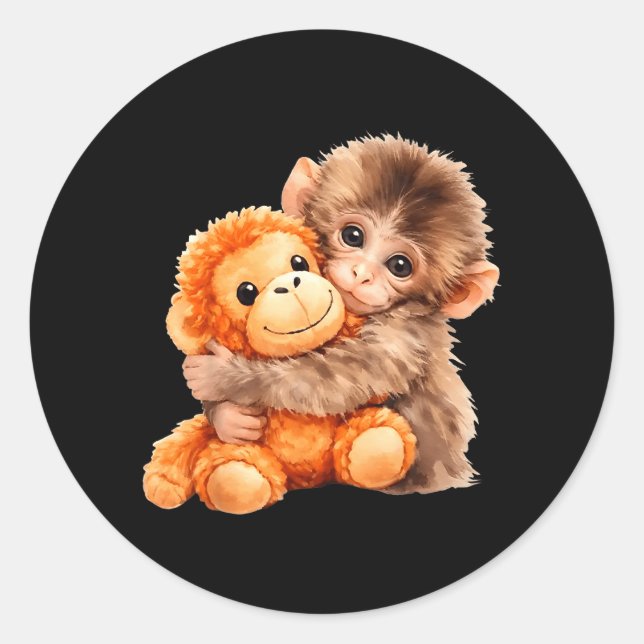 Adesivo Redondo Equipe Soco Bebê Macaco Soco Tendência Meme Gráfic (Frente)