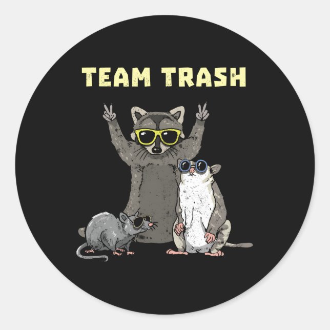 Adesivo Redondo Equipe Trash Ogambm Raccoon Animais de Rato Gelado (Frente)