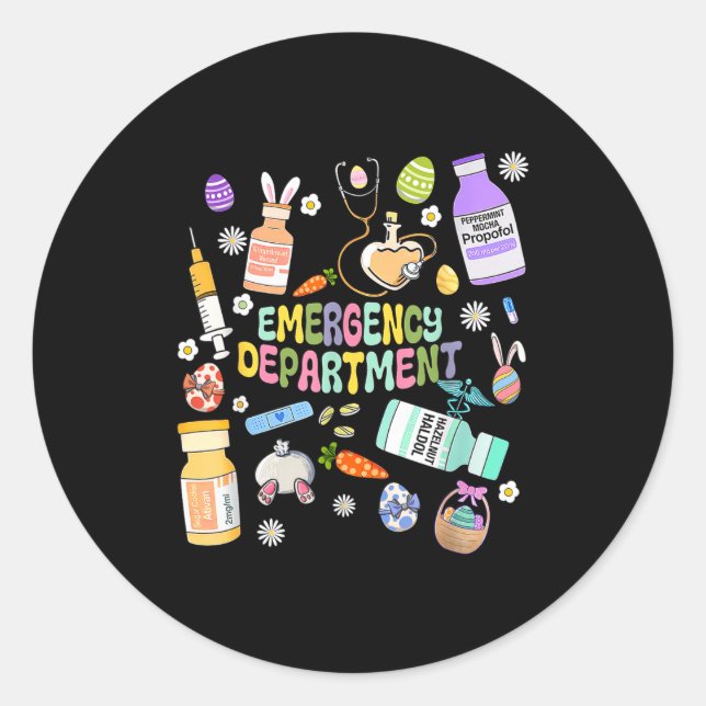 Adesivo Redondo Er Easter Nurse Crew Easter Day Emergency Room Nur (Frente)