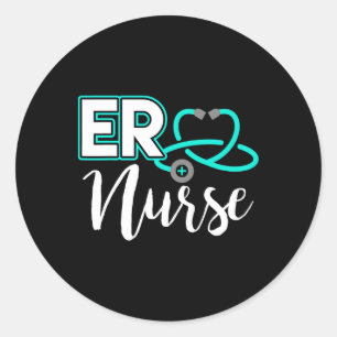 Adesivo Redondo Er Nurse Emergence Room Medical Nurse School Bir
