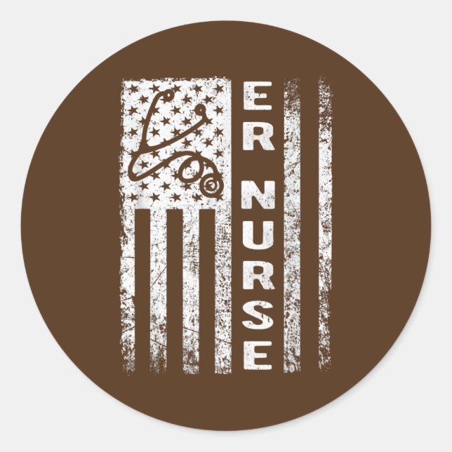 Adesivo Redondo Er Nurse Flag Emergency Room Nurse  (Frente)