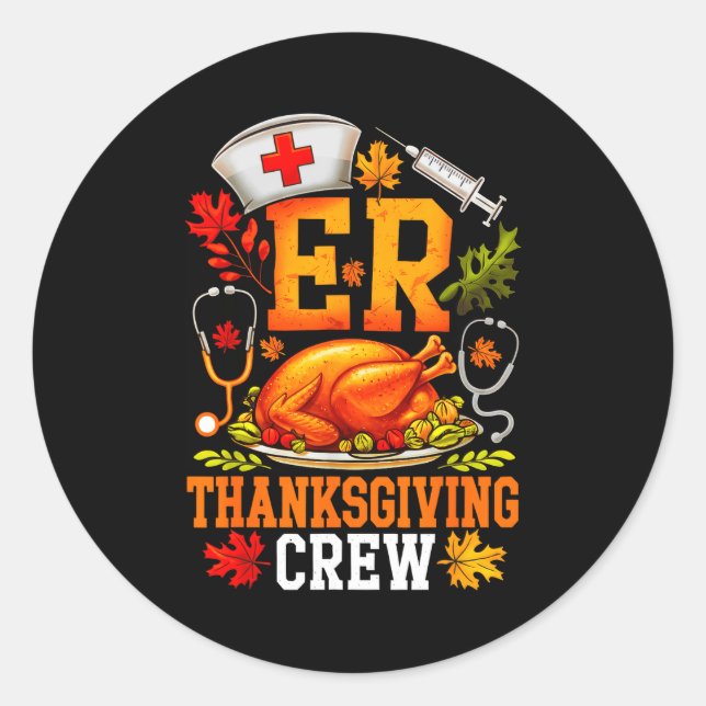 Adesivo Redondo Er Thanksgiving Crew Nurse Emergency Room Register (Frente)