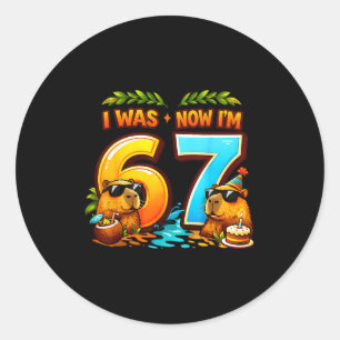Adesivo Redondo Era 6 7 aniversário 67 meme capivara crianças meni