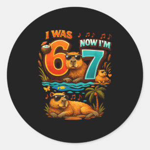 Adesivo Redondo Era seis sete 6 7 capivara 67 meme 7º aniversário