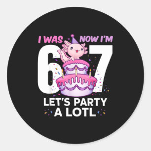 Adesivo Redondo Era seis sete adorável axolotl 7º aniversário 6 7