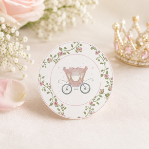 Adesivo Redondo Era Uma Vez Princesa Rosa carruagem 1º