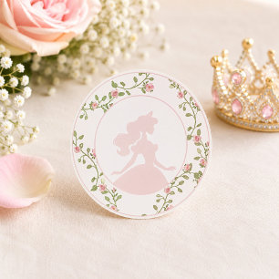 Adesivo Redondo Era Uma Vez Princesa Rosa Floral Coquette 1º