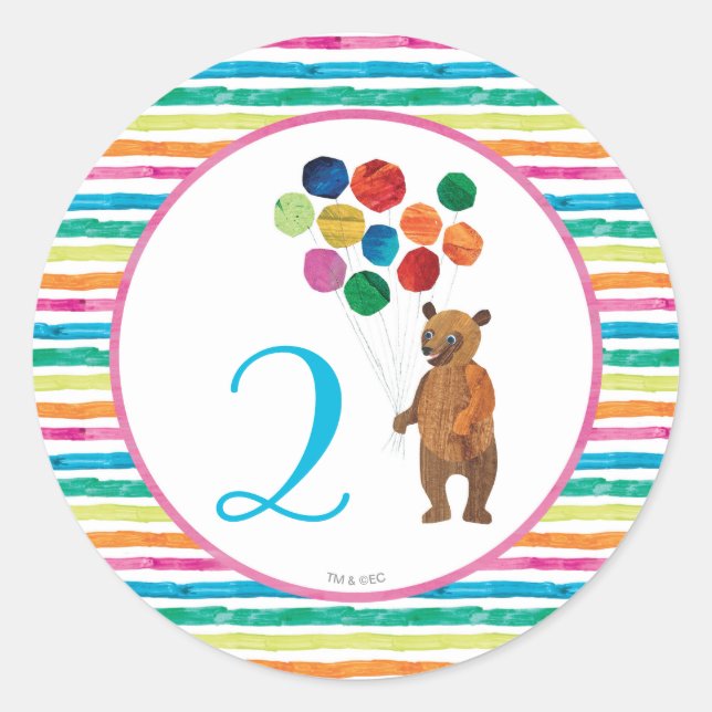Adesivo Redondo Eric Carle | Beary Rainbow Birthday (Frente)