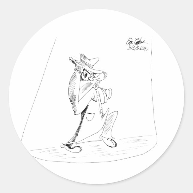 Adesivo Redondo Erica Crooks Comics - sneaky villain man (Frente)