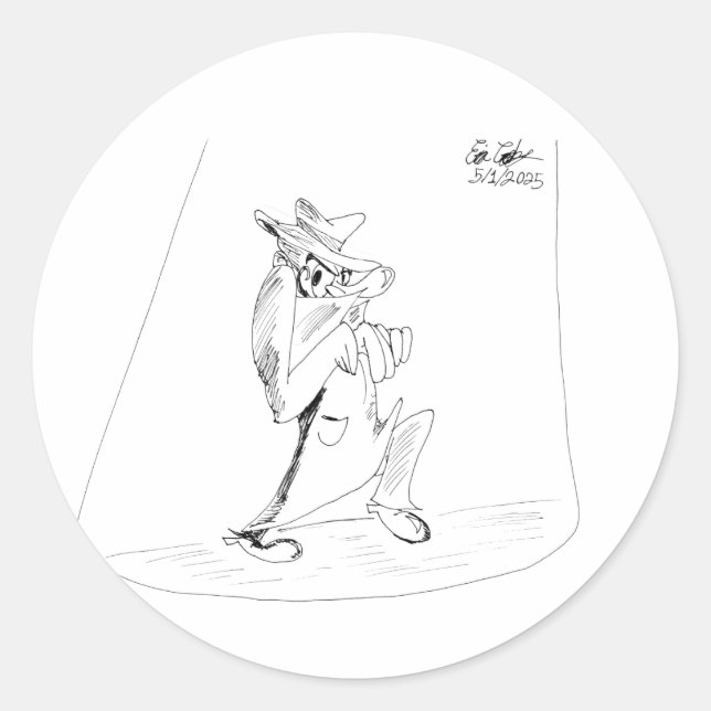 Adesivo Redondo Erica Crooks Comics - sneaky villain man (Frente)