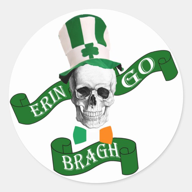 Adesivo Redondo Erin vai irlandês patriótico do bragh (Frente)