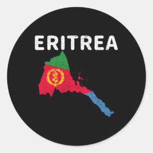 Adesivo Redondo Eritreia, Eritreia, Mapa Bandeira África Dourada, 