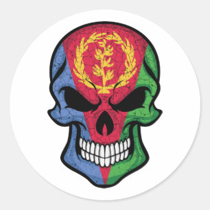 Adesivo Redondo Eritreia Smiling Skull Flag