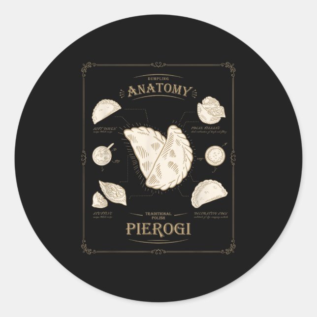 Adesivo Redondo Erogi Dumpling Anatomy Unique Lish Recipe Tee, Per (Frente)