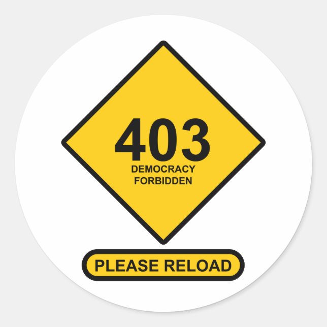 Adesivo Redondo Erro 403: Democracia Proibida (Frente)