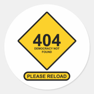 Adesivo Redondo Erro 404: Democracia Não Encontrada