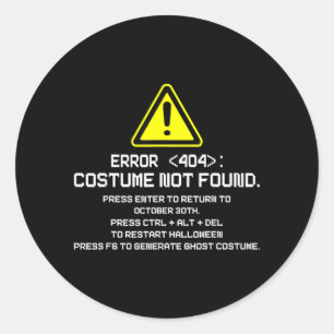 Adesivo Redondo Erro 404 Fantasia Não Encontrada Divertido Hallowe