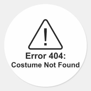 Adesivo Redondo Erro 404 Figurino de Halloween não encontrado