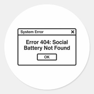 Adesivo Redondo Erro 404: Motivação