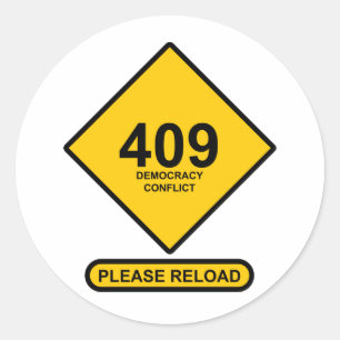 Adesivo Redondo Erro 409: Conflito de democracia