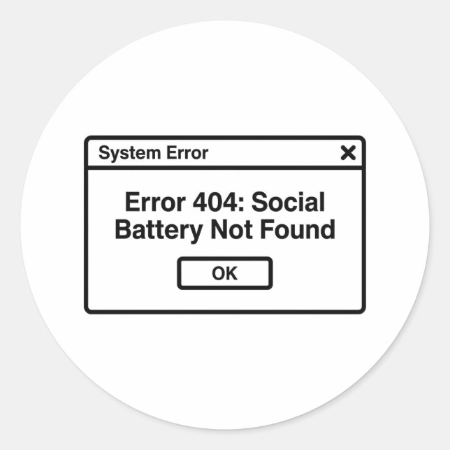 Adesivo Redondo Error 404: Motivation (Frente)