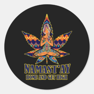 Adesivo Redondo Erva Namast'ay Casa E Fica Alto S Namaste Amor Voc