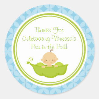 Adesivo Redondo Ervilha nos Chás de fraldas de poda personalizados