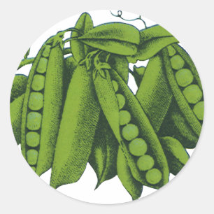 Adesivo Redondo Ervilhas Frescas Vintage, Alimentos, Legumes Saudá