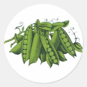 Adesivo Redondo Ervilhas Frescas Vintage, Alimentos, Legumes Saudá